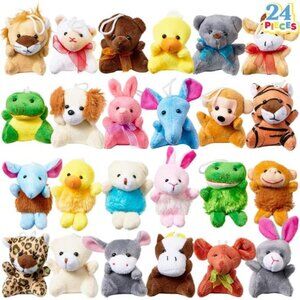 24 Pack Mini Animal Plush Toy Assortment (24 Units 3" Each), Animals Keychain